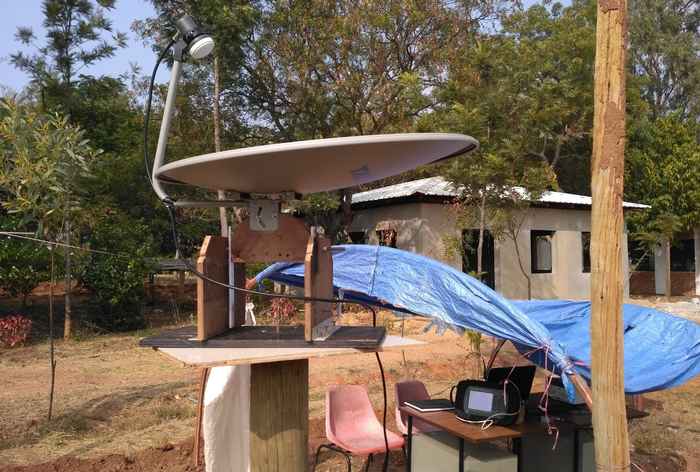A homebuilt radio telescope with an old tv dish antenna